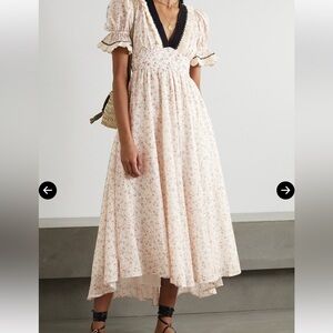 lug von siga Sabrina Belted Crochet-Trimmed Floral-Print Crepe Maxi Dress